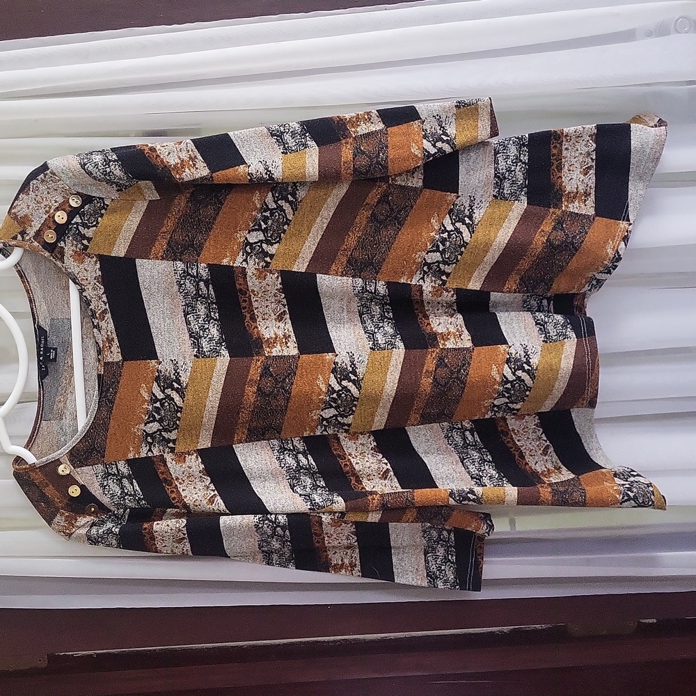Women's Large Zac & Rachel 3/4 sleeve patterned top